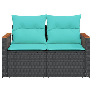 Gartensofa 2-Sitzer mit Kissen Schwarz