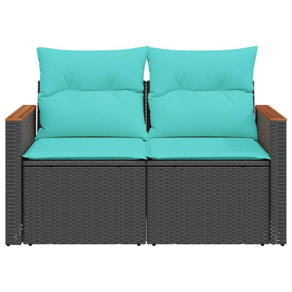 Gartensofa 2-Sitzer mit Kissen Schwarz