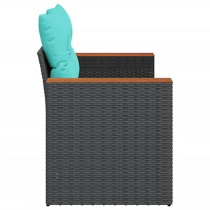 Gartensofa 2-Sitzer mit Kissen Schwarz