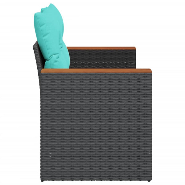 Gartensofa 2-Sitzer mit Kissen Schwarz
