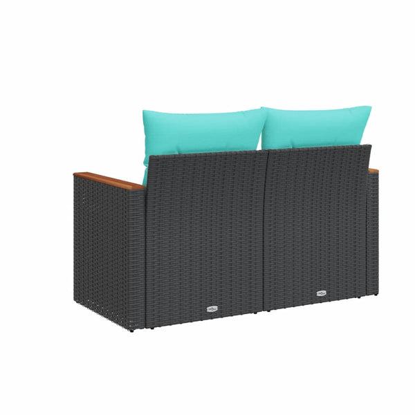 Gartensofa 2-Sitzer mit Kissen Schwarz