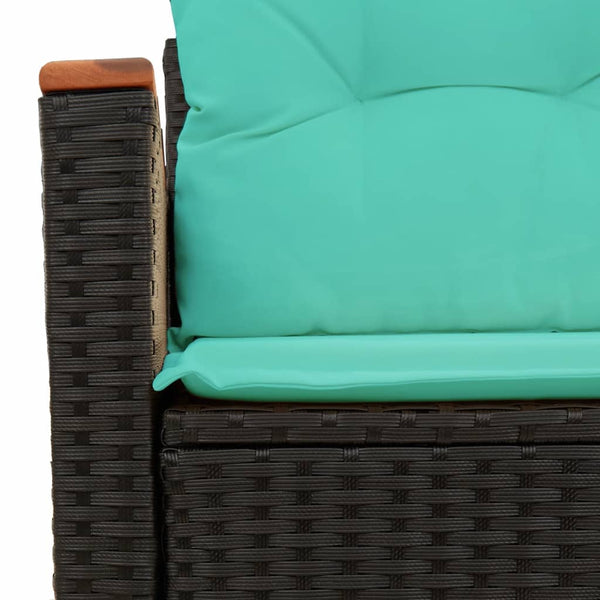 Gartensofa 2-Sitzer mit Kissen Schwarz