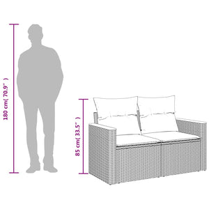 Gartensofa 2-Sitzer mit Kissen Schwarz