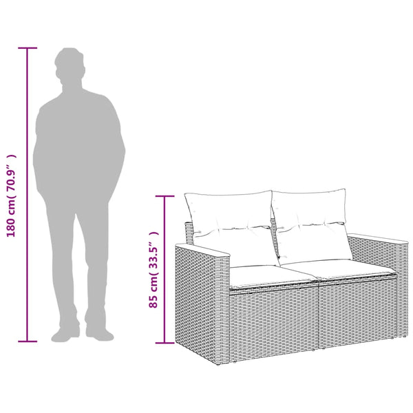 Gartensofa 2-Sitzer mit Kissen Schwarz
