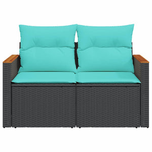 Gartensofa 2-Sitzer mit Kissen Schwarz