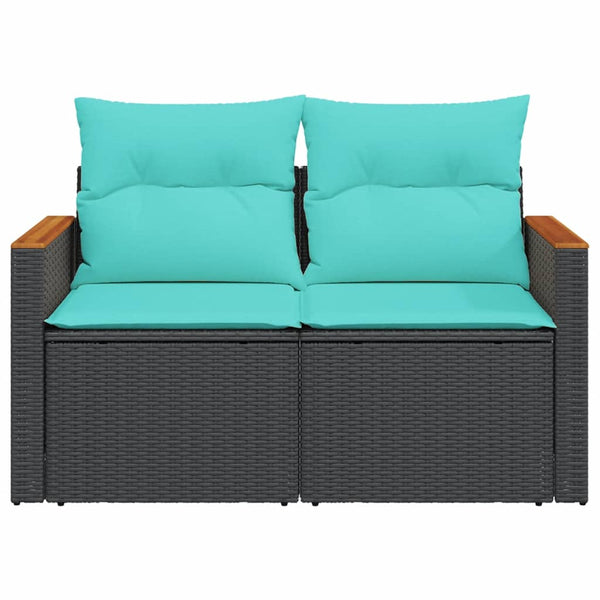 Gartensofa 2-Sitzer mit Kissen Schwarz