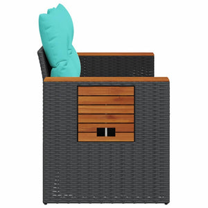 Gartensofa 2-Sitzer mit Kissen Schwarz