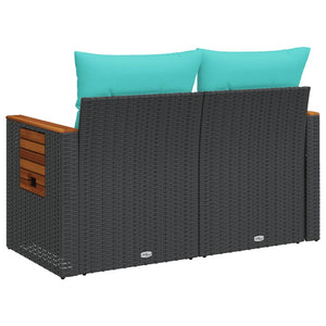 Gartensofa 2-Sitzer mit Kissen Schwarz