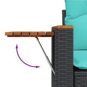 Gartensofa 2-Sitzer mit Kissen Schwarz