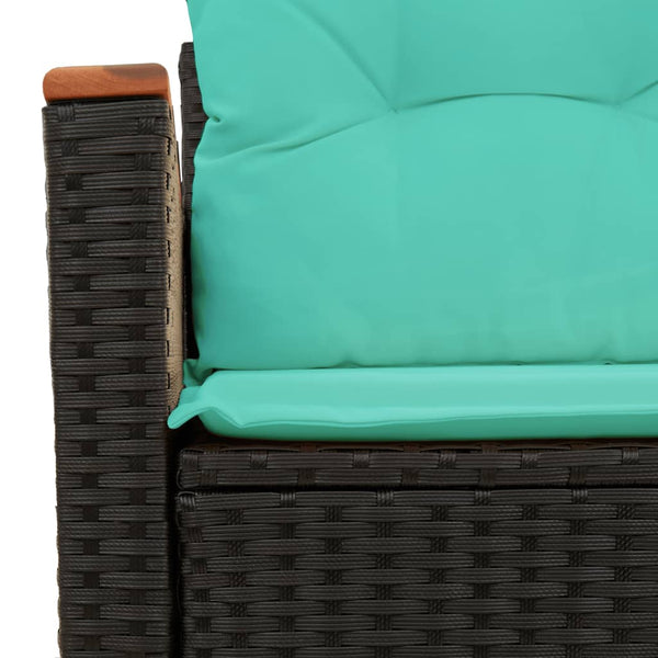 Gartensofa 2-Sitzer mit Kissen Schwarz
