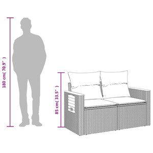 Gartensofa 2-Sitzer mit Kissen Schwarz