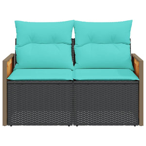 Gartensofa 2-Sitzer mit Kissen Schwarz