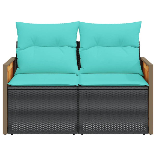 Gartensofa 2-Sitzer mit Kissen Schwarz