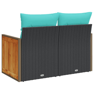 Gartensofa 2-Sitzer mit Kissen Schwarz