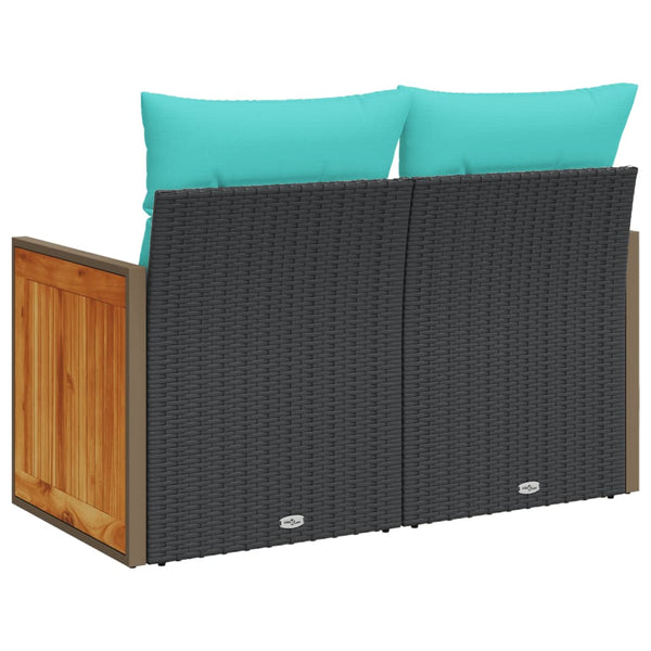 Gartensofa 2-Sitzer mit Kissen Schwarz