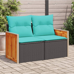Gartensofa 2-Sitzer mit Kissen Schwarz