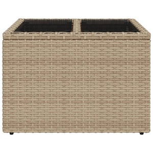 Beiger Gartentisch mit Glasplatte, 55x55 cm