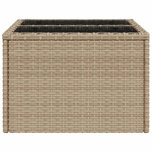 Beiger Gartentisch mit Glasplatte, 55x55 cm