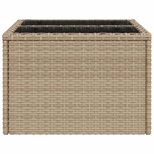 Beiger Gartentisch mit Glasplatte, 55x55 cm