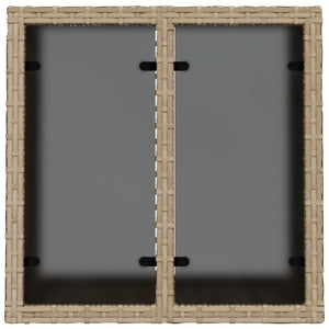 Beiger Gartentisch mit Glasplatte, 55x55 cm
