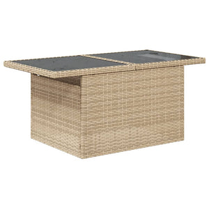 Beiger Gartentisch mit Glasplatte 100x55 cm