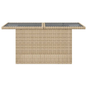 Beiger Gartentisch mit Glasplatte 100x55 cm