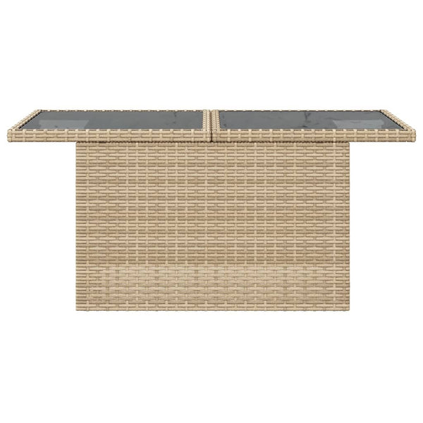 Beiger Gartentisch mit Glasplatte 100x55 cm