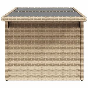 Beiger Gartentisch mit Glasplatte 100x55 cm