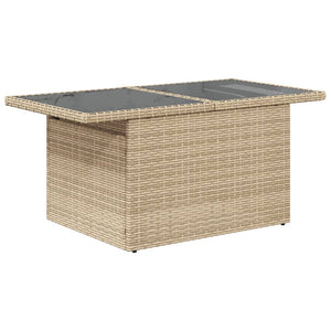 Beiger Gartentisch mit Glasplatte 100x55 cm