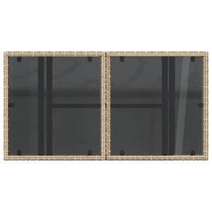 Beiger Gartentisch mit Glasplatte 100x55 cm