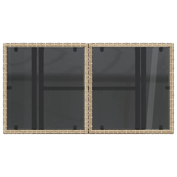 Beiger Gartentisch mit Glasplatte 100x55 cm
