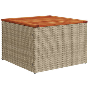 Beiger Gartentisch aus Rattan & Akazienholz 55x55 cm