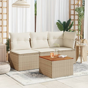 Beiger Gartentisch aus Rattan & Akazienholz 55x55 cm