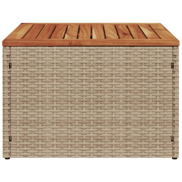 Beiger Gartentisch aus Rattan & Akazienholz 55x55 cm