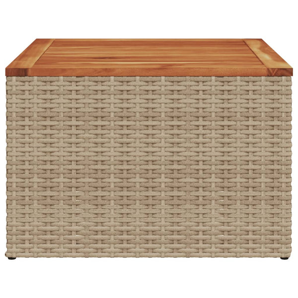 Beiger Gartentisch aus Rattan & Akazienholz 55x55 cm