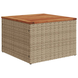 Beiger Gartentisch aus Rattan & Akazienholz 55x55 cm