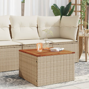 Beiger Gartentisch aus Rattan & Akazienholz 55x55 cm