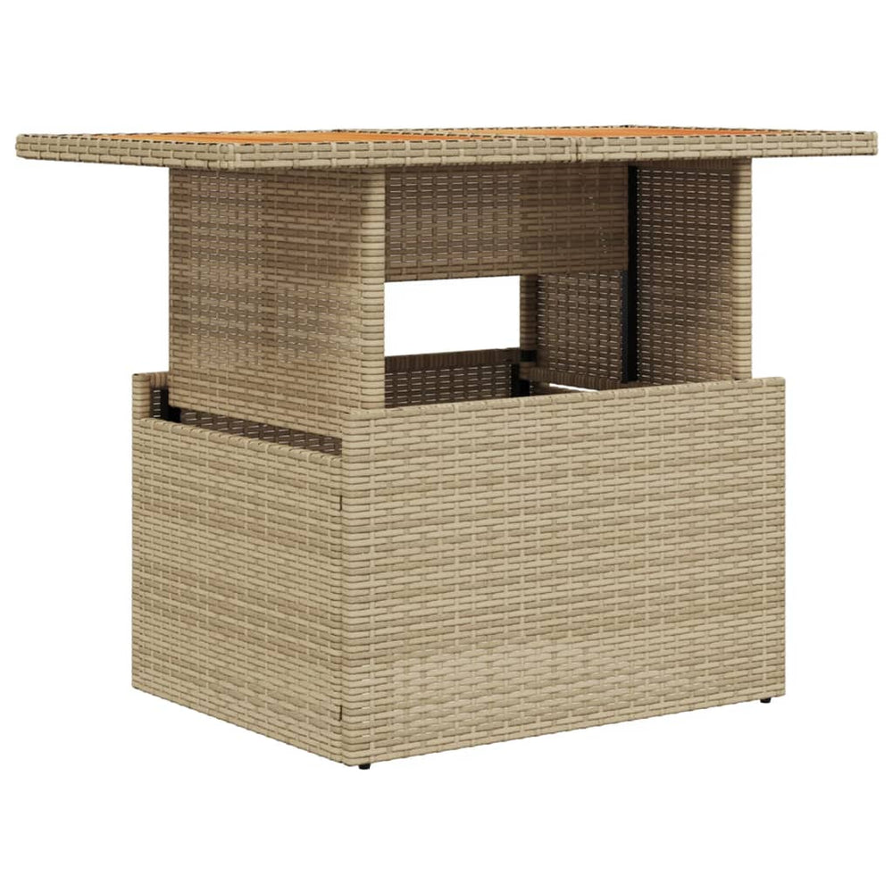 Beiger Gartentisch 100x55 cm Poly Rattan Akazie