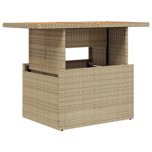 Beiger Gartentisch 100x55 cm Poly Rattan Akazie