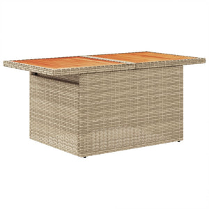 Beiger Gartentisch 100x55 cm Poly Rattan Akazie