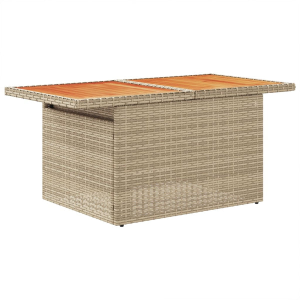 Beiger Gartentisch 100x55 cm Poly Rattan Akazie