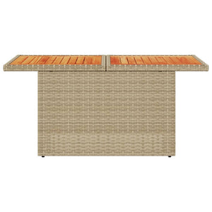 Beiger Gartentisch 100x55 cm Poly Rattan Akazie