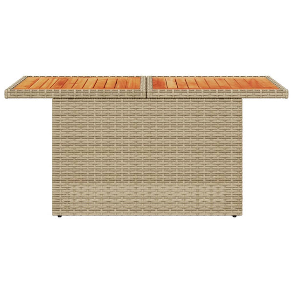 Beiger Gartentisch 100x55 cm Poly Rattan Akazie