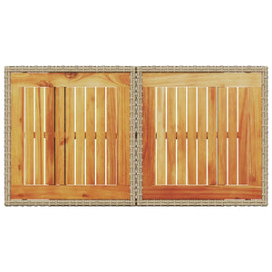Beiger Gartentisch 100x55 cm Poly Rattan Akazie