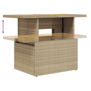 Beiger Gartentisch 100x55 cm Poly Rattan Akazie