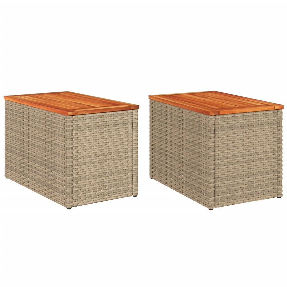 2er Set Beige Garten-Beistelltische