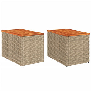 2er Set Beige Garten-Beistelltische