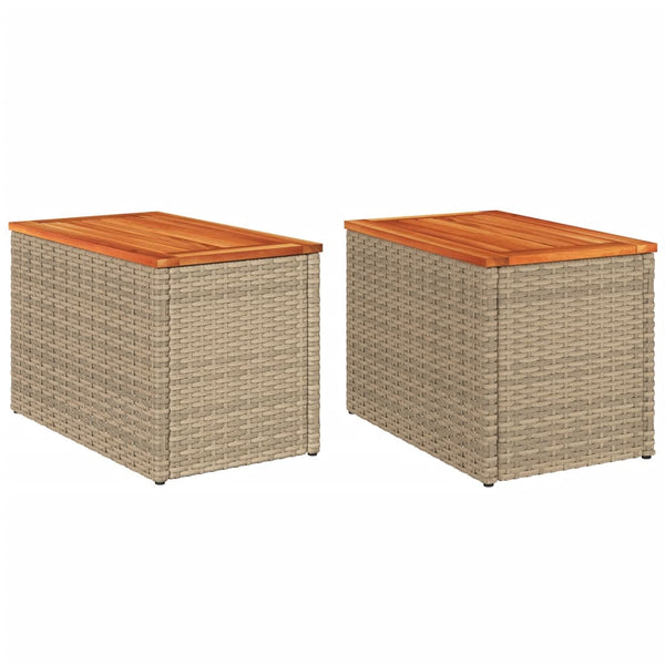 2er Set Beige Garten-Beistelltische