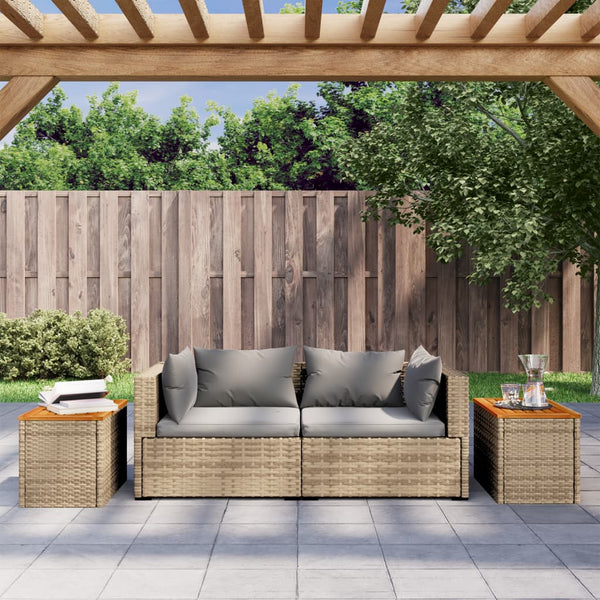 2er Set Beige Garten-Beistelltische