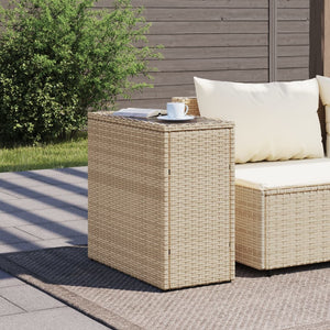Beige Garten-Beistelltisch mit Glasplatte